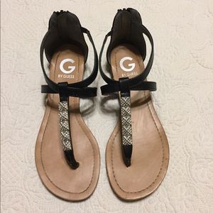 G by GUESS Black Sandals with Jewel Detail